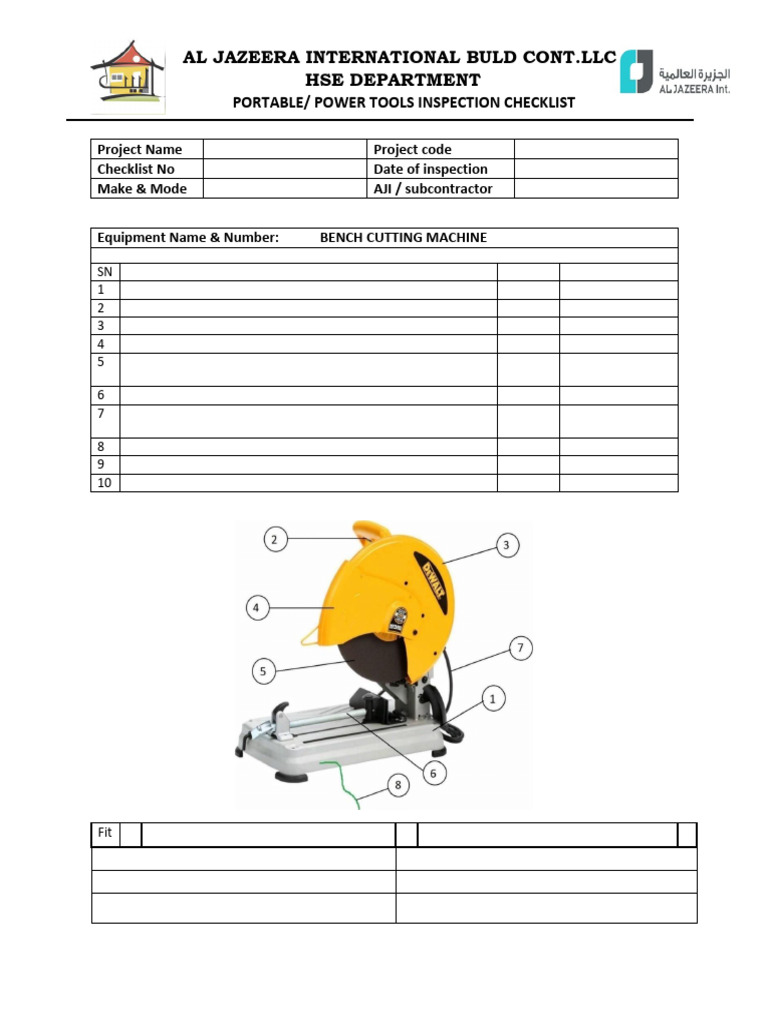 Portable Power Tools Inspection Checklist | PDF | Electrical Connector ...