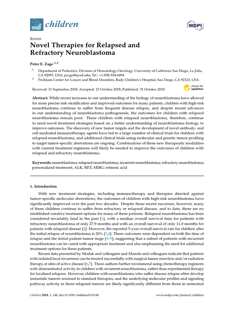 Novel Treatments for Relapsed Neuroblastoma | PDF | Chemotherapy ...