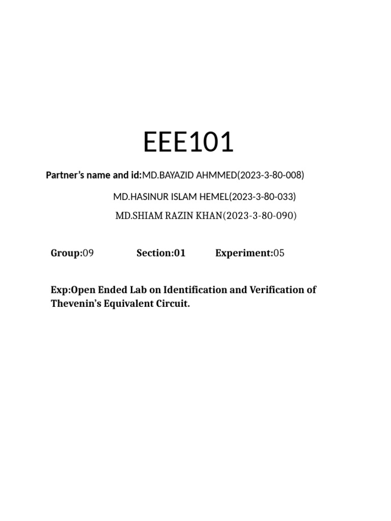 EEE101 (Open Ended) | PDF