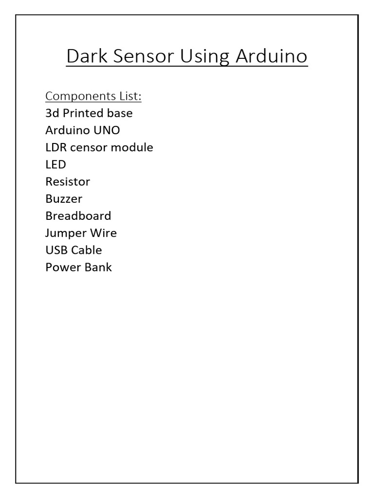 Dark Sensor Using Arduino | PDF