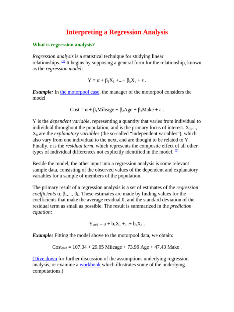 Understanding Regression Analysis Basics | PDF | Errors And Residuals ...