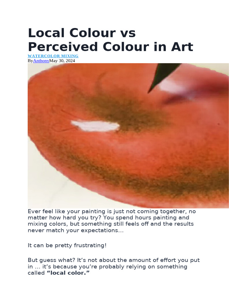 Local vs Perceived Color in Watercolor Art | PDF | Color | Paintings