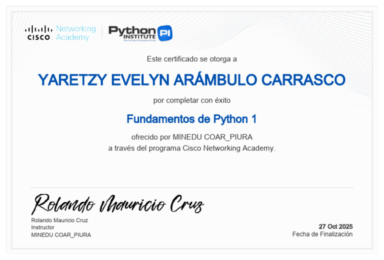 Python Essentials 1 Certificate 61406076 Piura Coar Edu Pe 2f937107 ...
