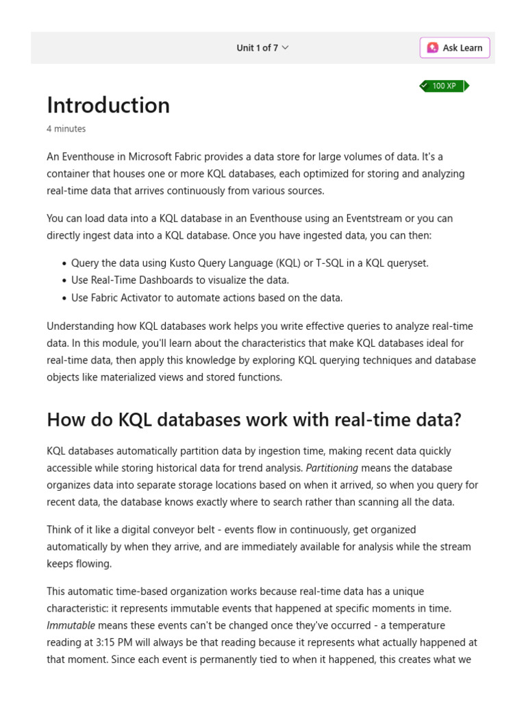 Understanding KQL Databases in Eventhouse | PDF | Databases | Sql