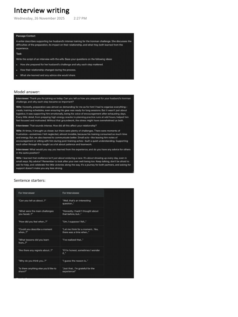 Interview Writing | PDF