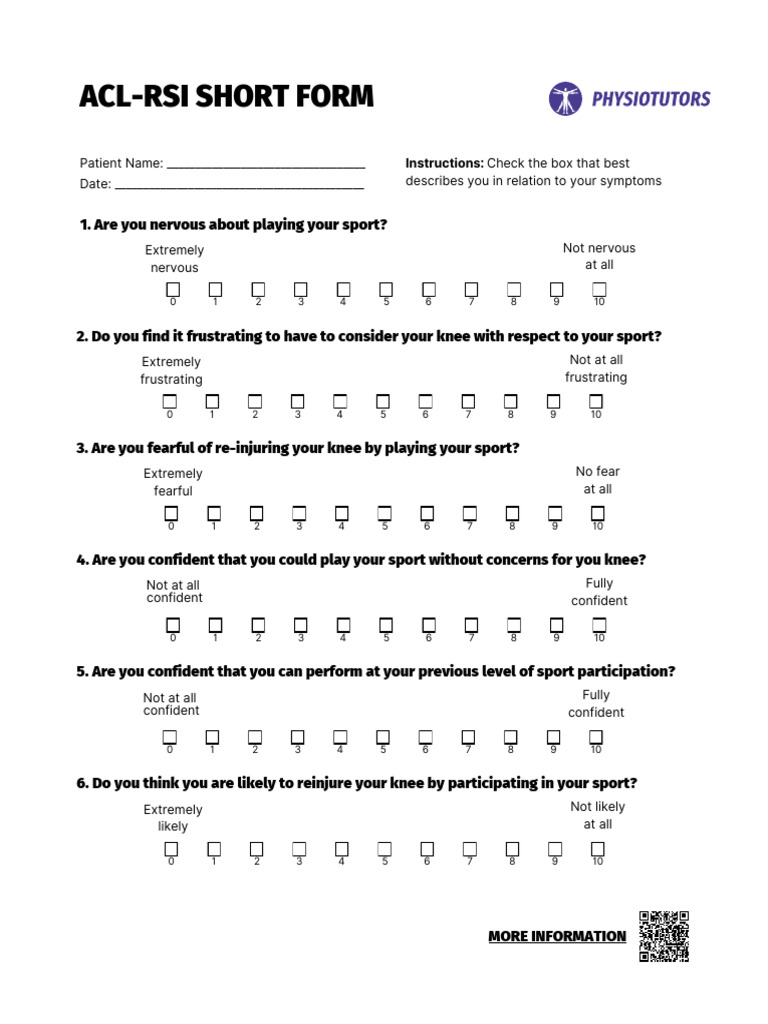 Acl Rsi Short Form | PDF
