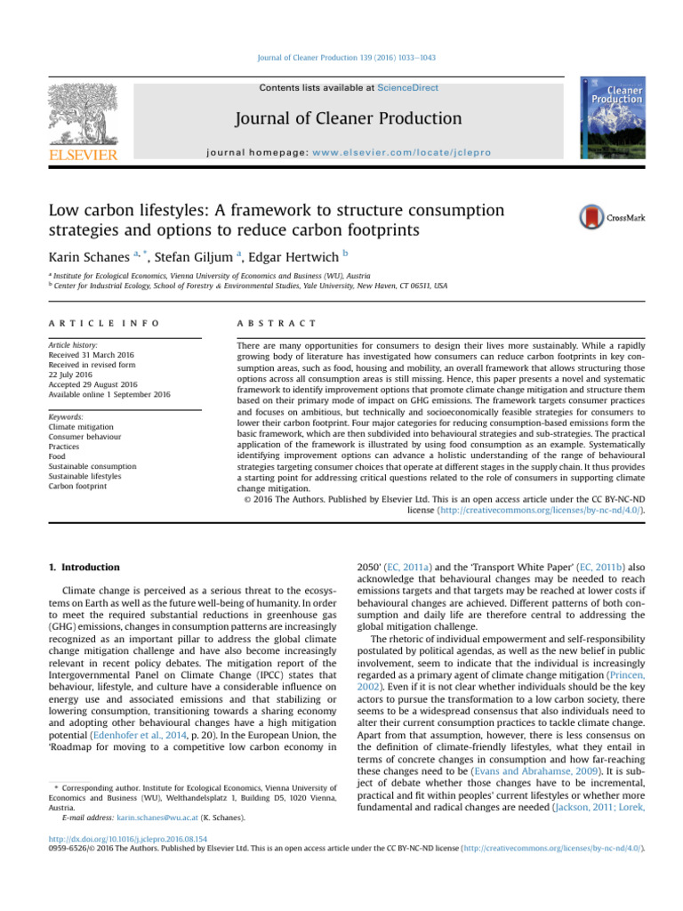 Low Carbon Lifestyles Framework | PDF | Climate Change Mitigation ...