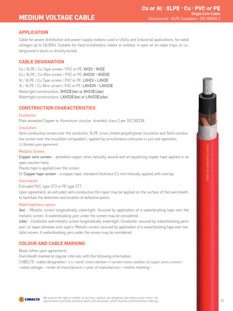 Medium Voltage Power Distribution Cable | PDF | Insulator (Electricity ...