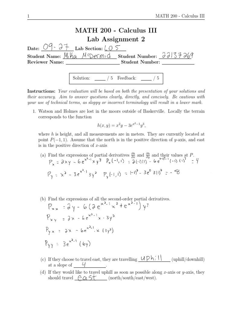 MATH 200 Lab Assignment 2 | PDF | Mathematics | Function (Mathematics)