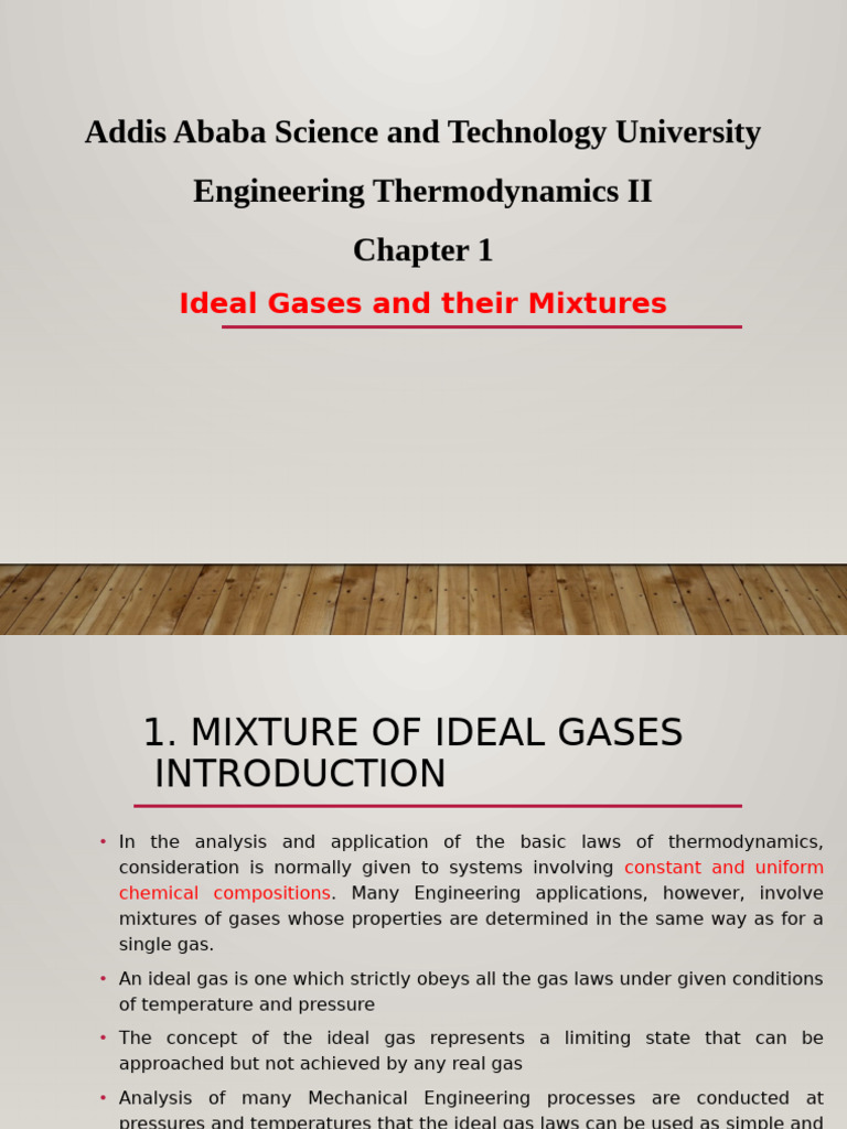 Chapter 1 Ideal Gas Mixtures Final | PDF | Gases | Temperature