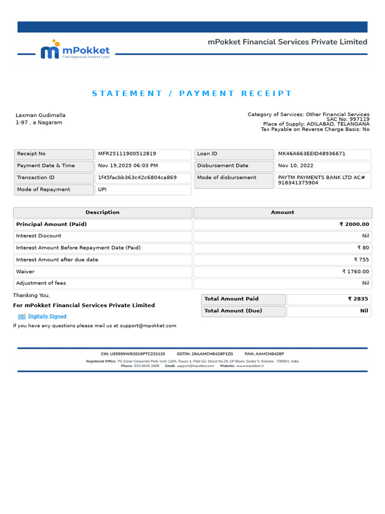 Repayment Receipt MK46A663EEID48936671 | PDF