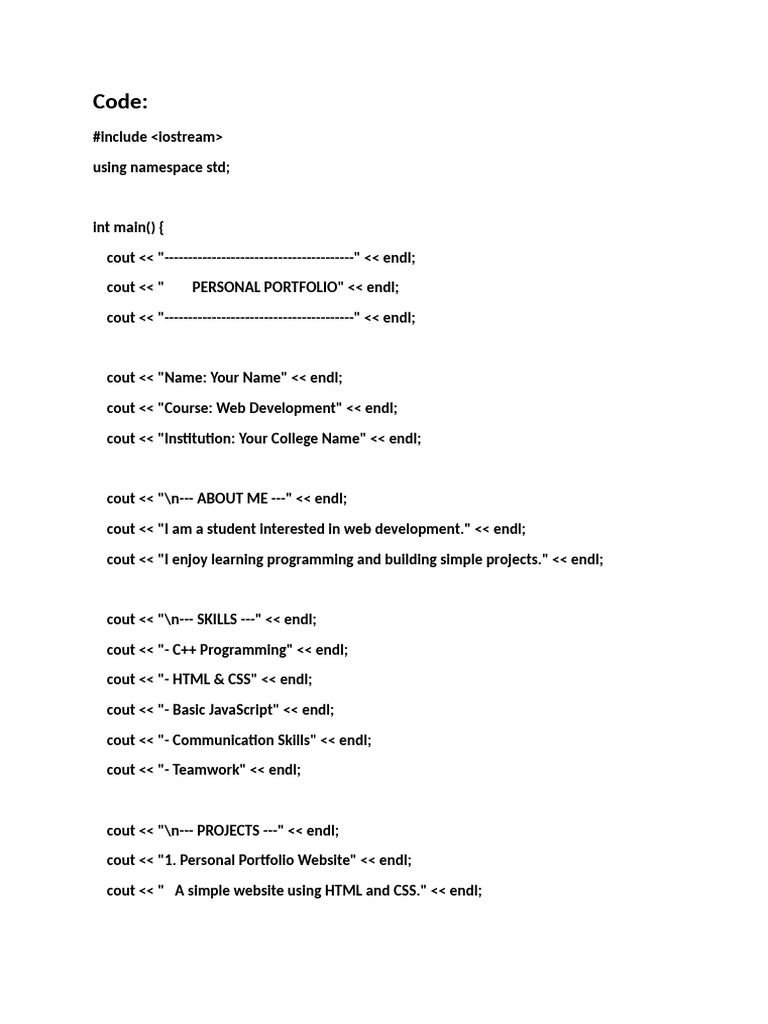 Personal Portfolio for Web Development | PDF