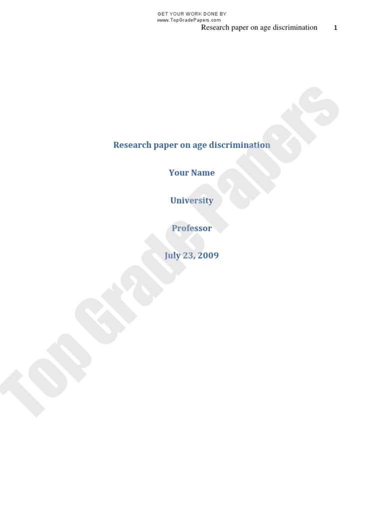 Research papers on age discrimination
