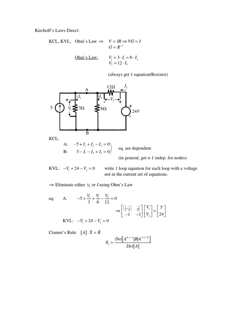 Kirchoffs Law With Cramers Rule | Electricity | Physics & Mathematics