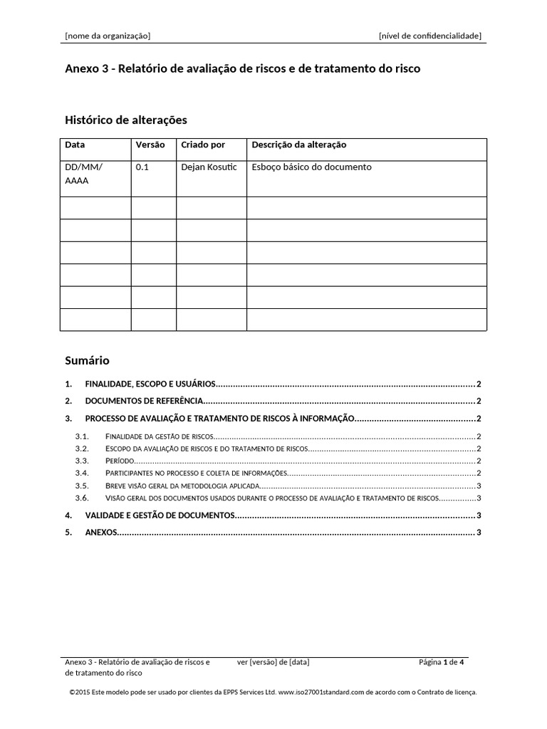 Relatório de Avaliação de Riscos e Tratamento | PDF | Risco | Segurança ...