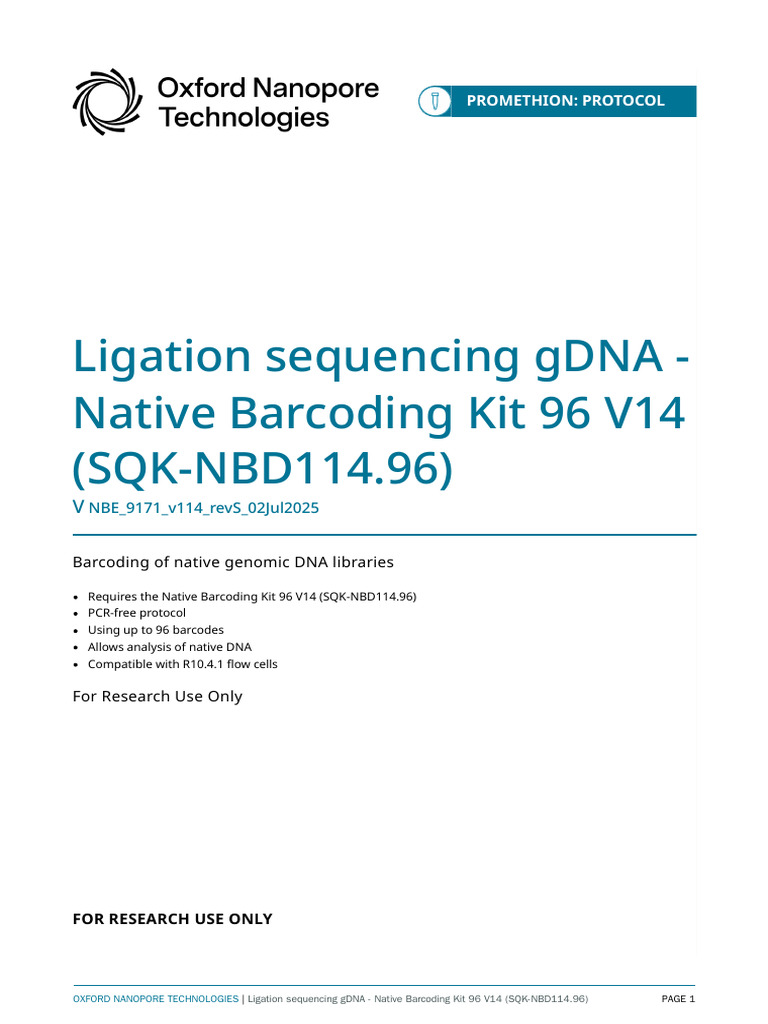 Native Barcoding Protocol for gDNA | PDF | Dna Sequencing | Dna