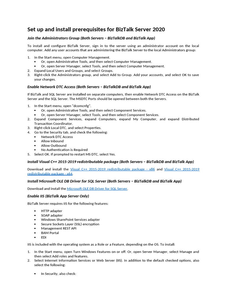 Setup and Install BizTalk Server 2020 | PDF | Internet Information ...