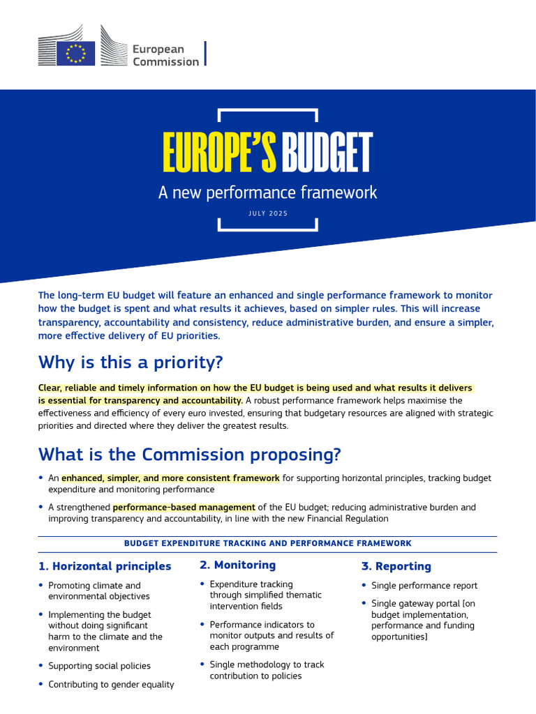 EU Budget Performance Framework Simplified | PDF