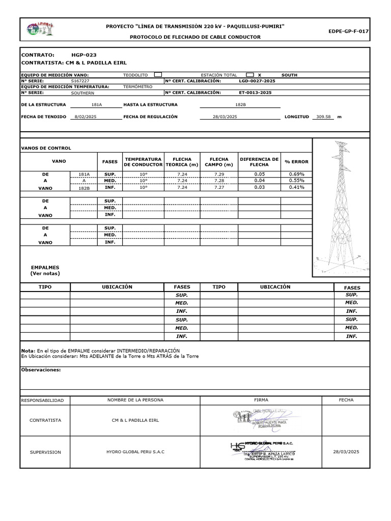 Edpe Gp f 017 Protocolo de Flechado t 181a | PDF | Electricidad ...