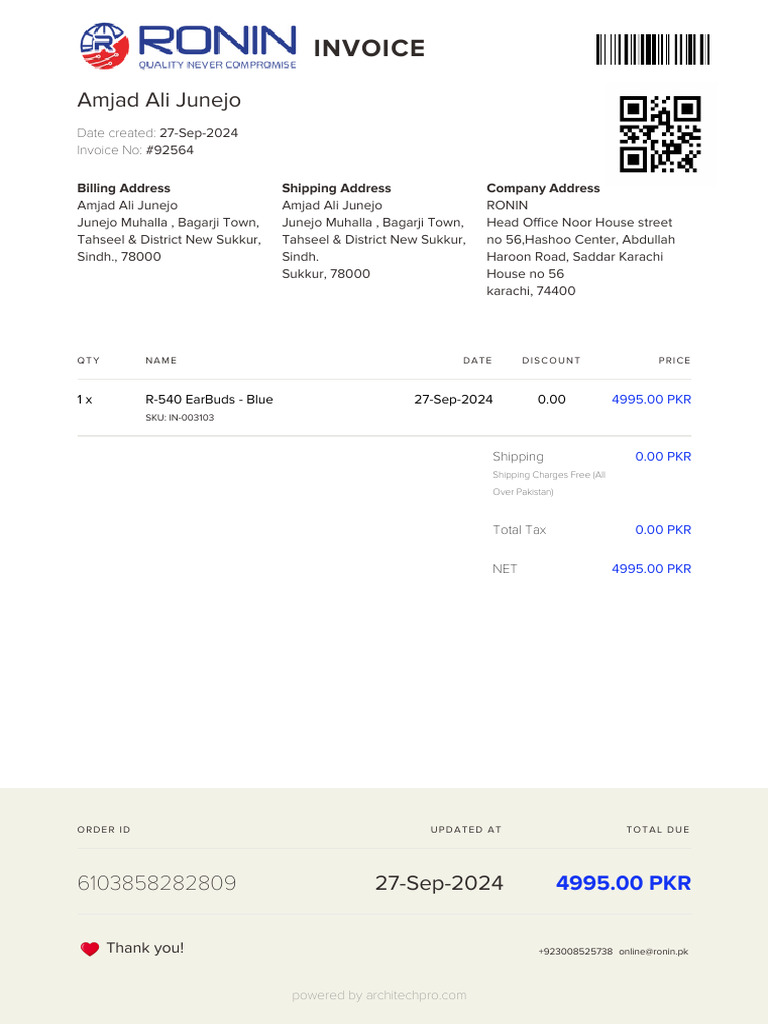 Invoice: Amjad Ali Junejo | PDF