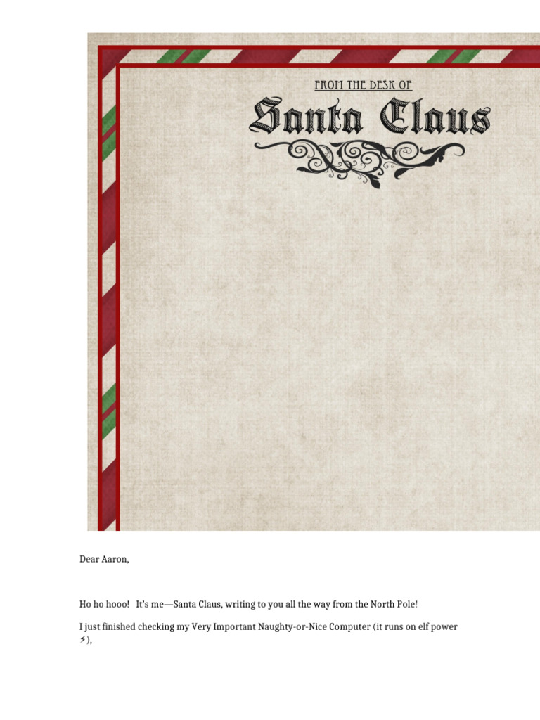 Santa Letter North Pole Stationery | PDF