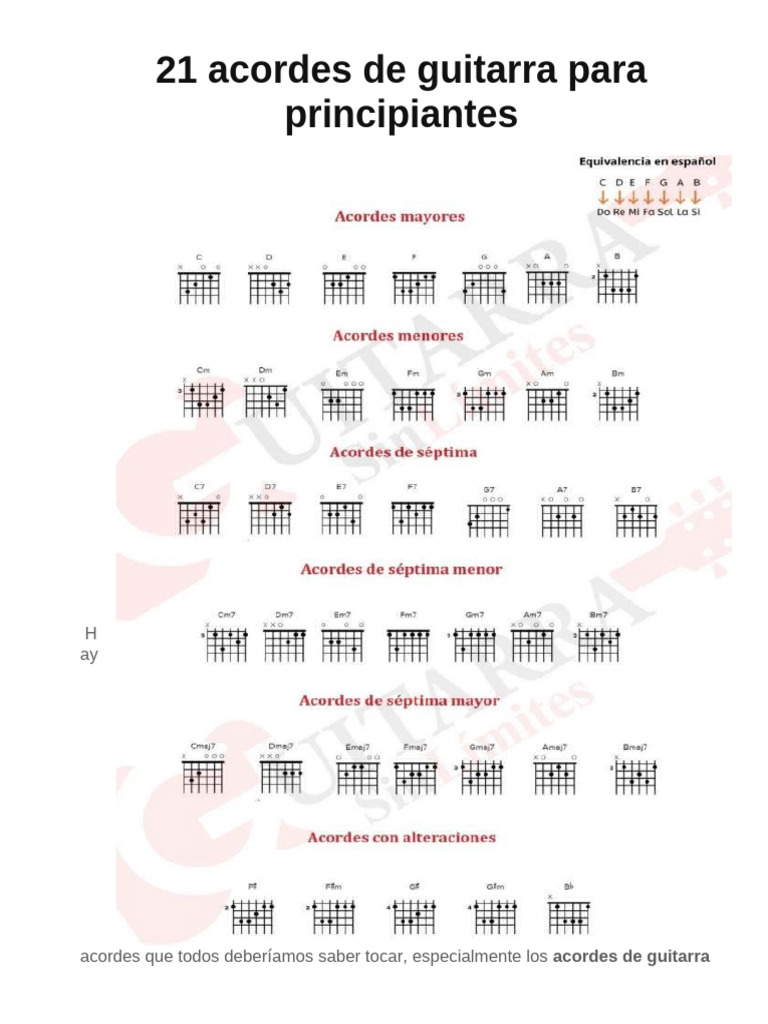 21 Acordes de Guitarra para Principiantes | PDF | Acorde (Música ...