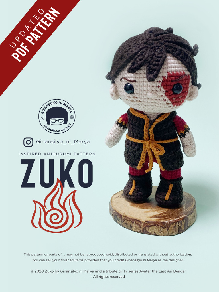 Zuko Amigurumi Crochet Pattern | PDF | Crochet | Figured Fabrics