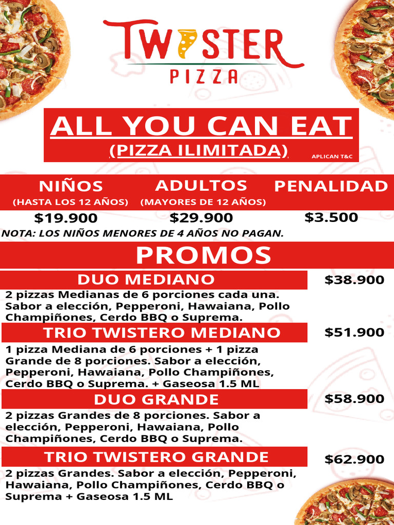 Menú Twister | PDF | Pizza | Alimentos