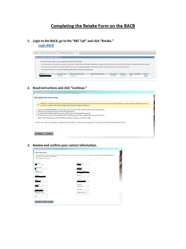 How to Complete BACB Retake Form | PDF