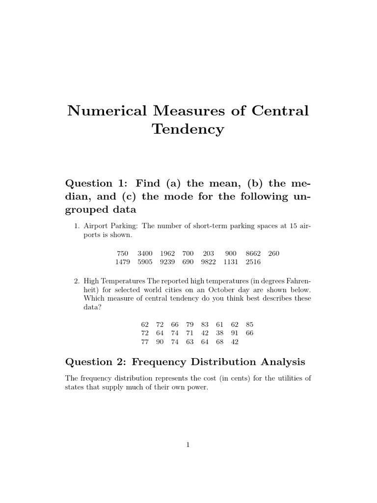 Central Tendency Measures Explained | PDF
