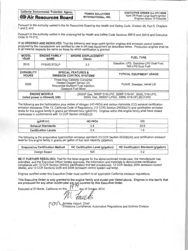 California Off-Road Engine Certification | PDF | Engines | Exhaust Gas