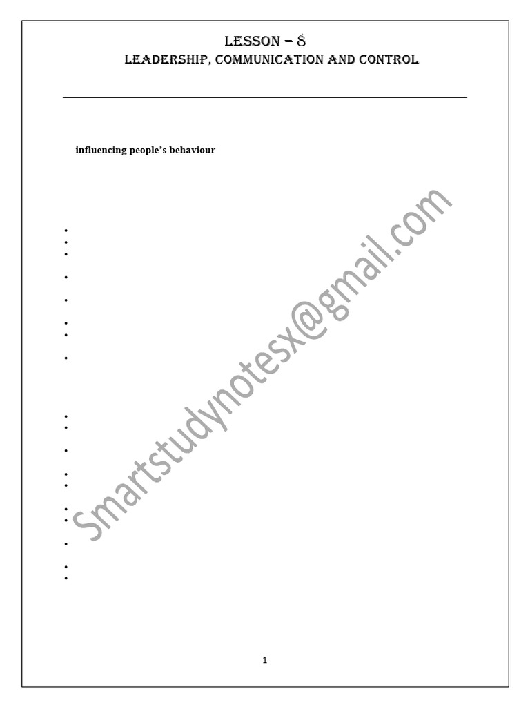 L 8 Leadership, Communication and Control | PDF | Leadership ...