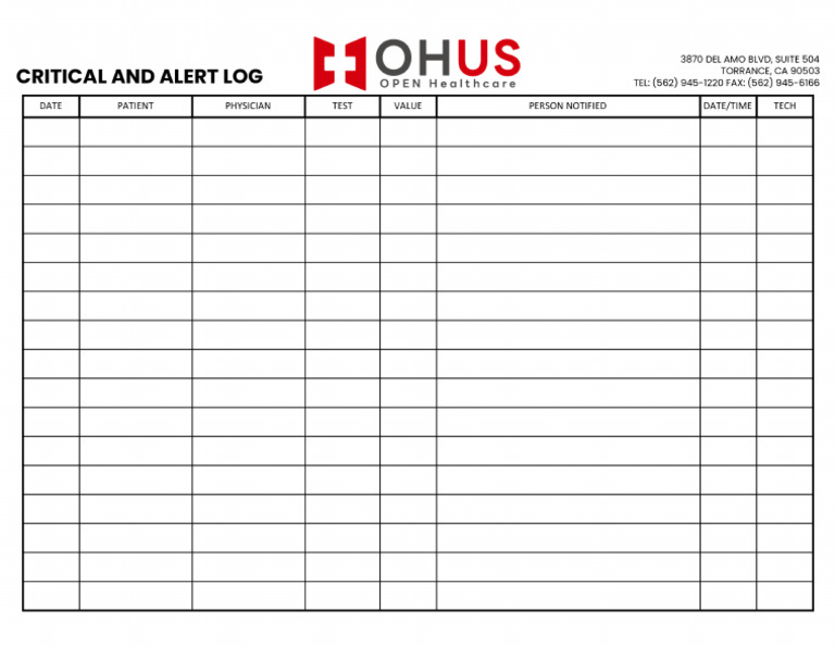 Ohus Critical Log | PDF