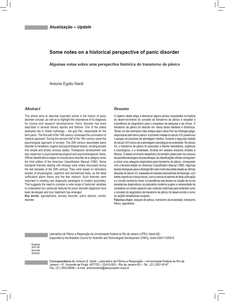 Some Notes On A Historical Perspective of Panic Disorder-Nardi2006 ...