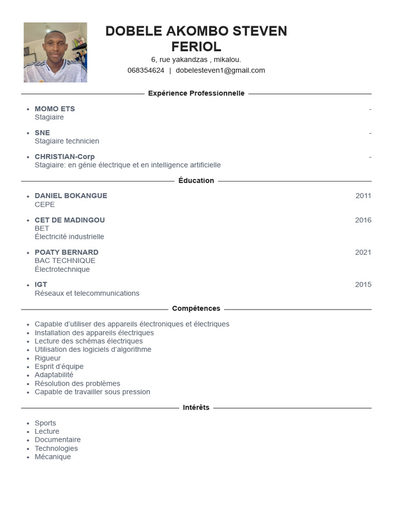 CV de Steven Dobele Akombo | PDF