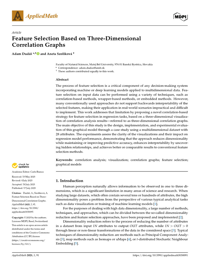 Feature Selection with 3D Correlation Graphs | PDF | Regression ...