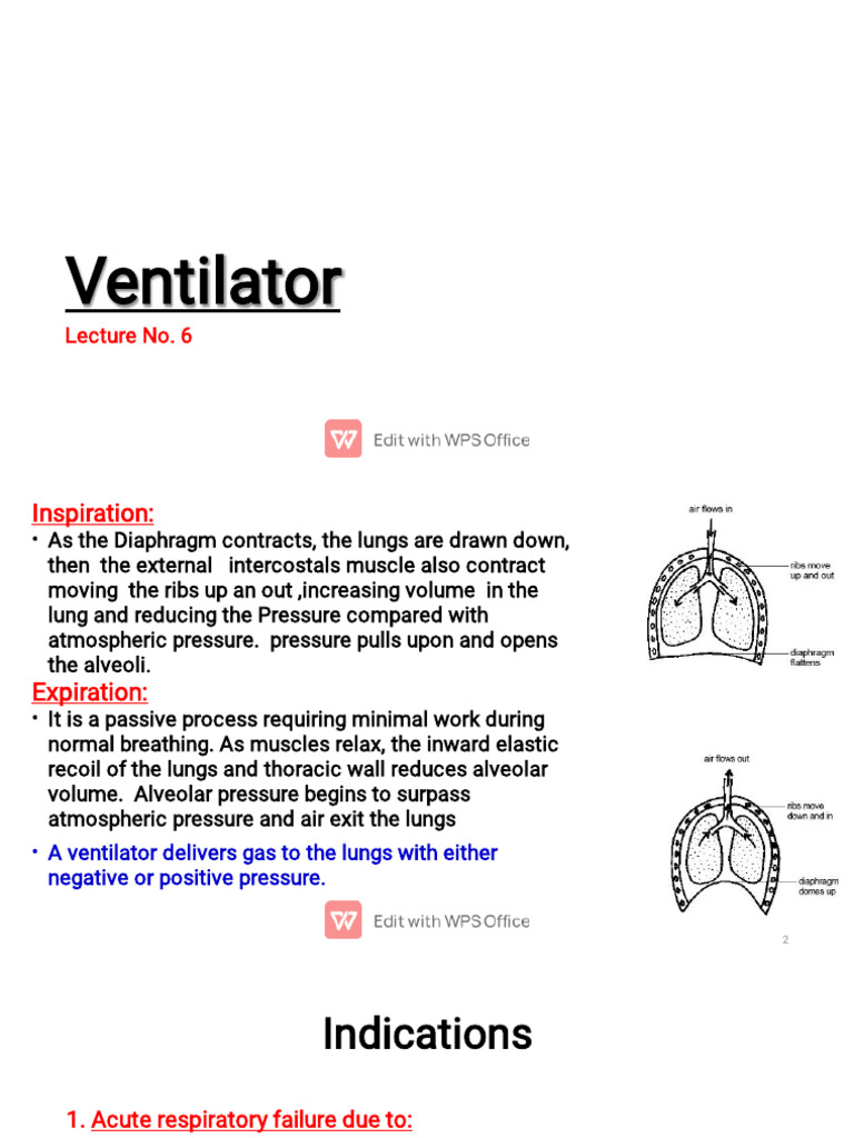 Lecture No. 6 Ventilator | PDF | Breathing | Lung
