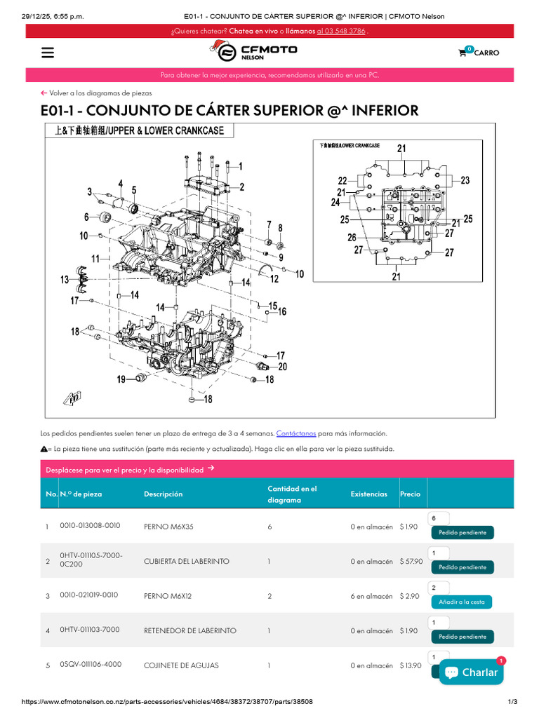 E01-1 - Conjunto de Cárter Superior @ Inferior - Cfmoto Nelson | PDF