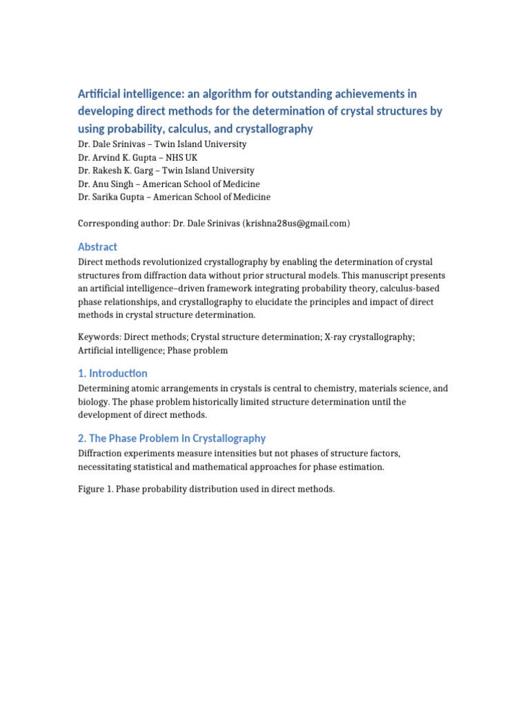 AI-Driven Direct Methods in Crystallography | PDF | Crystallography | X ...