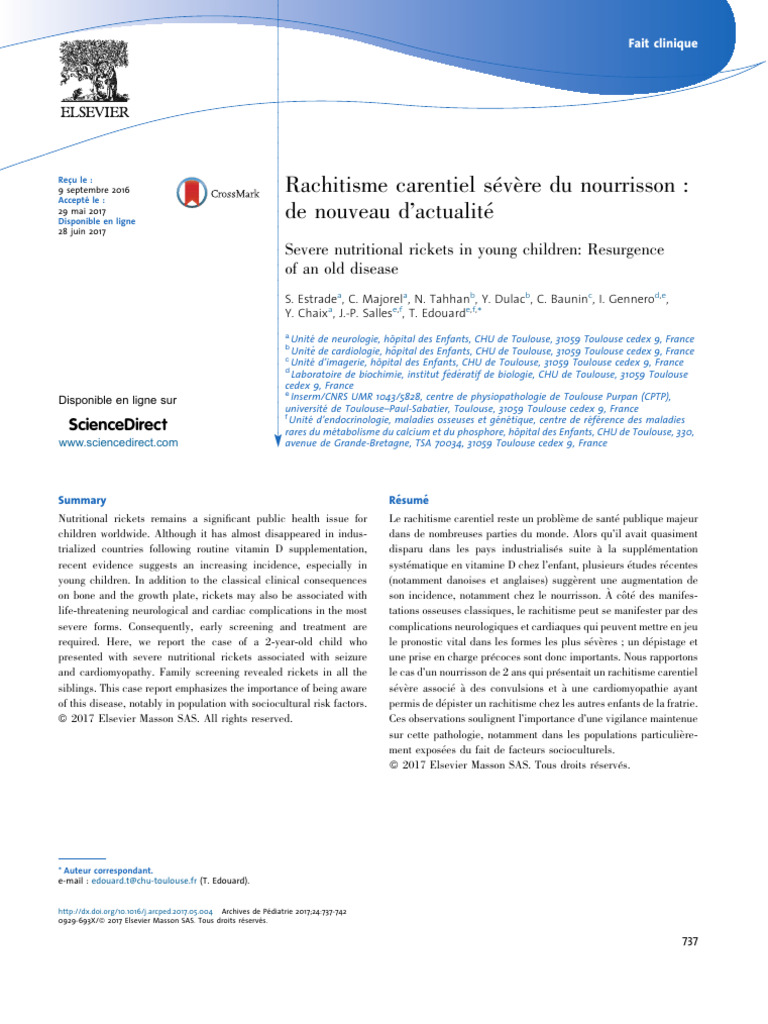 Rachitisme carentiel sévère chez l'enfant | PDF | Vitamine D