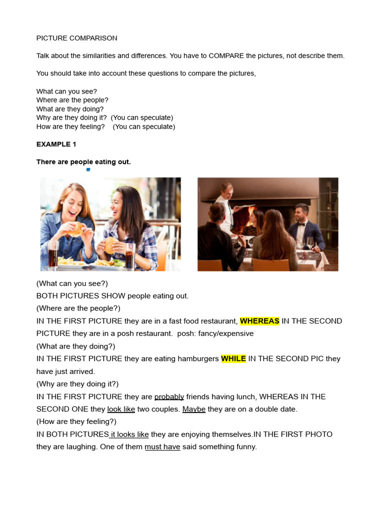 Picture Comparison: Analyzing Differences | PDF