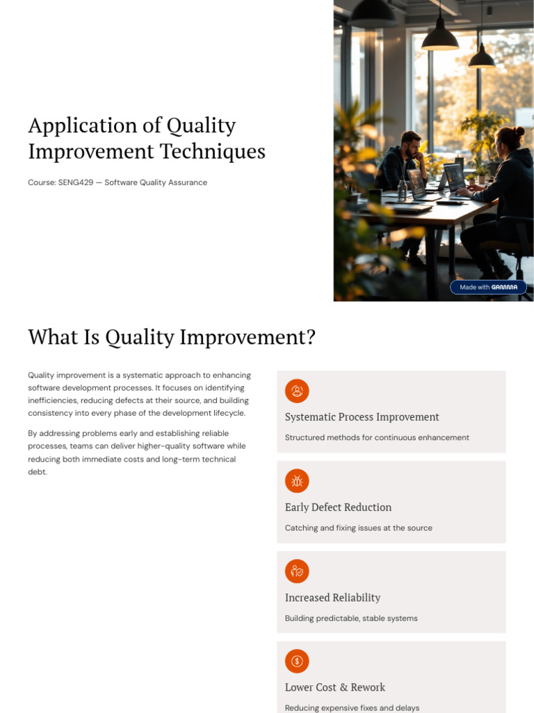 Quality Improvement Techniques in Software | PDF | Software Development ...