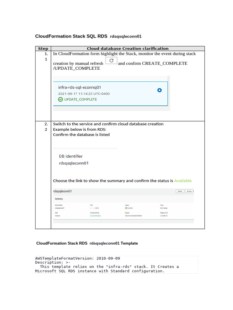CloudFormation RDS SQL Database Setup | PDF | Databases | Microsoft Sql ...