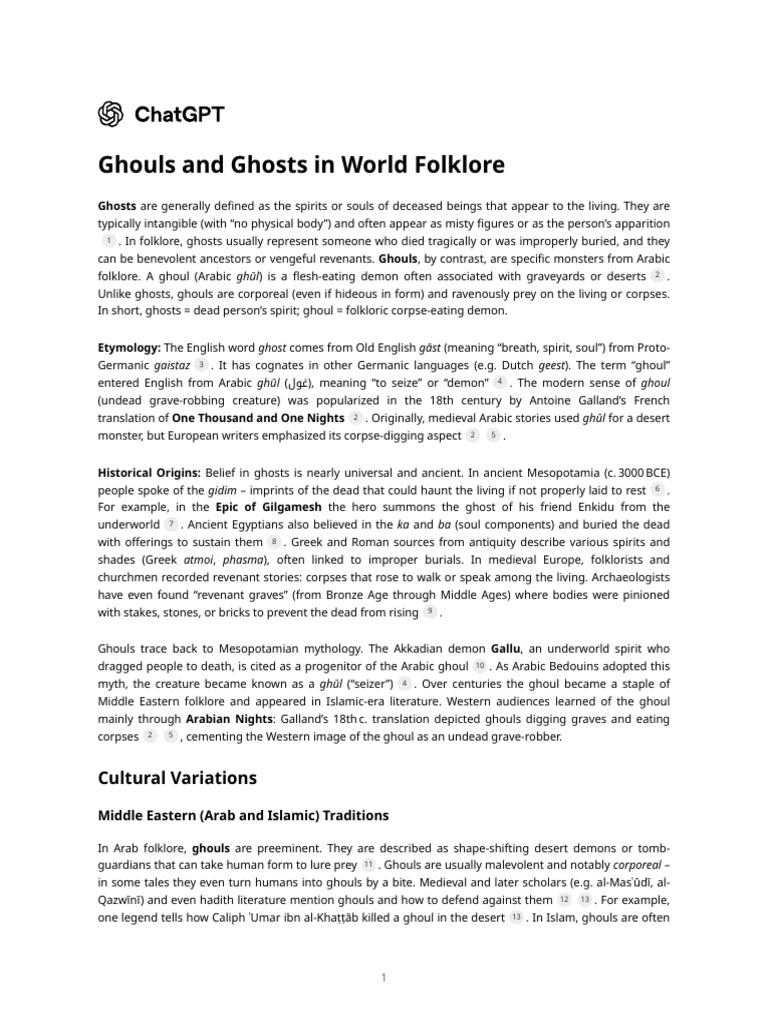 Ghouls vs. Ghosts in Folklore Explained | PDF | Ghosts | Veneration Of ...