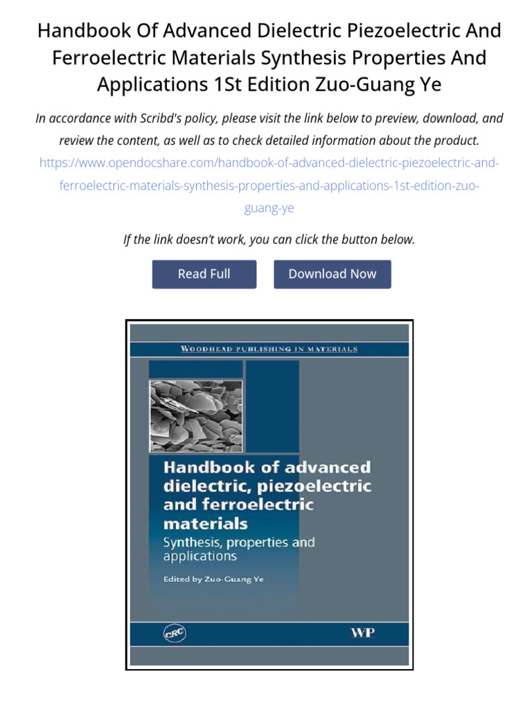 Handbook of Advanced Dielectric Piezoelectric and Ferroelectric ...