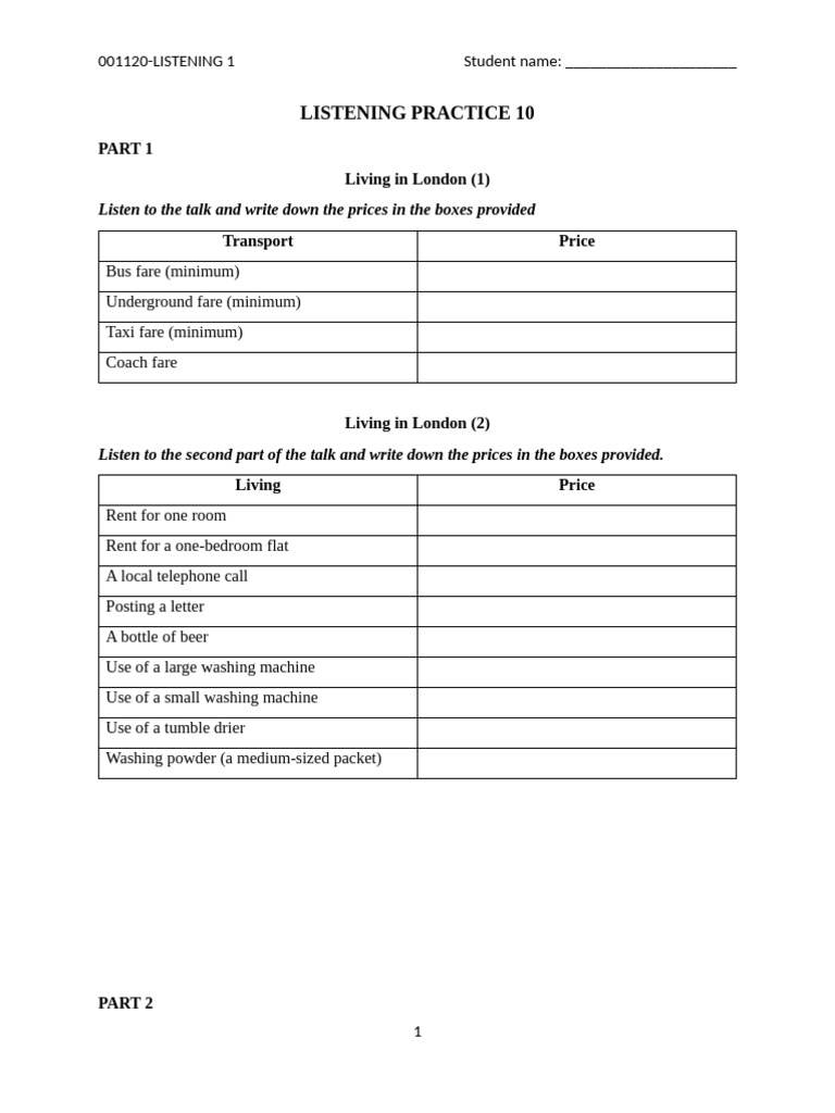 001120-Listening Practice 10 | PDF