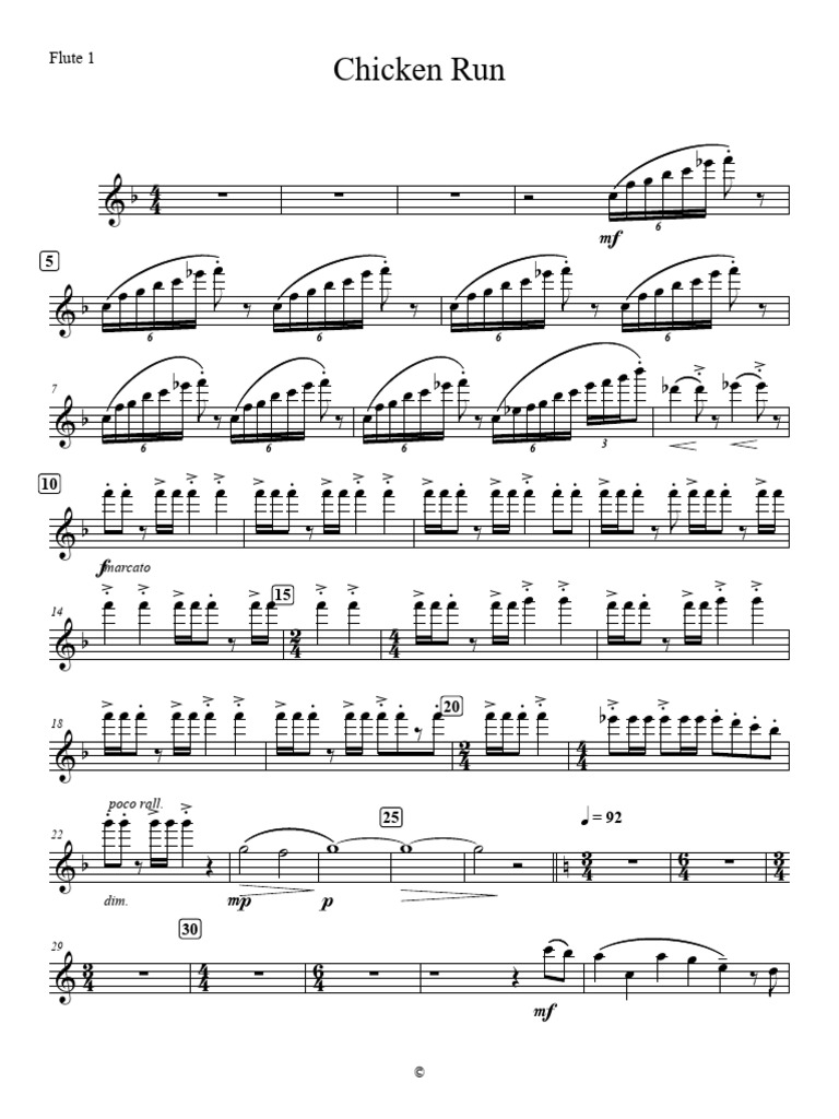 Chicken Run - Theme - Flute 1 | PDF