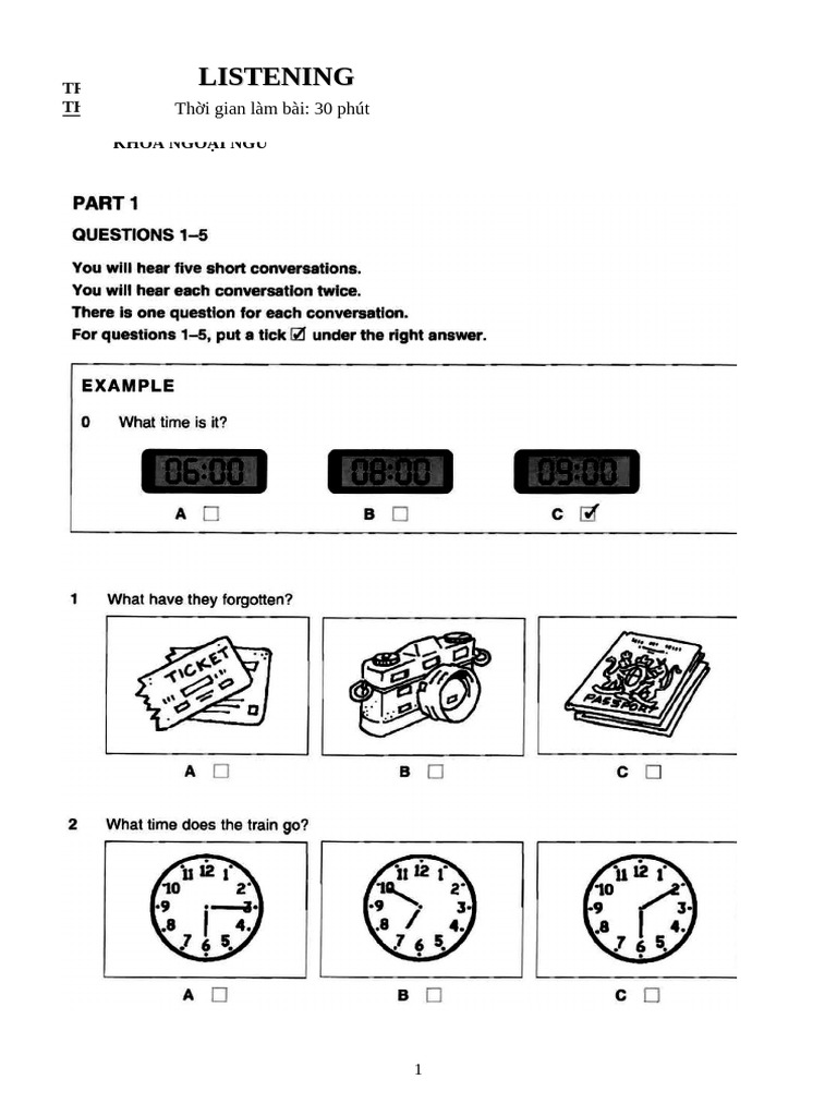 Practice 1 - Listening (Student) | PDF