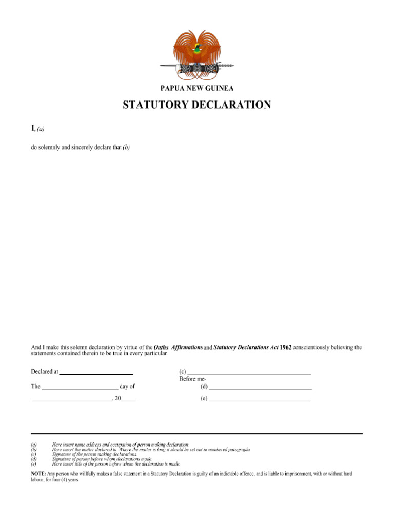 Statutory Declaration Form | PDF