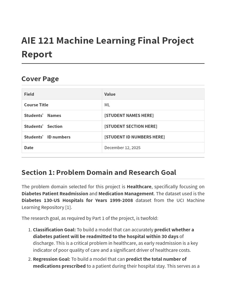 AIE121 ML FinalProject Report | PDF | Regression Analysis | Applied ...